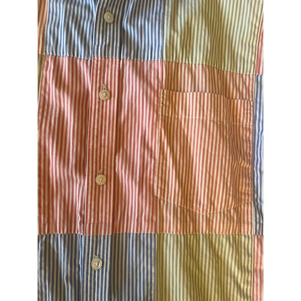 Vintage 90s J. Crew Men's Patchwork Striped Button Down Shirt Oversized- Size‎ L